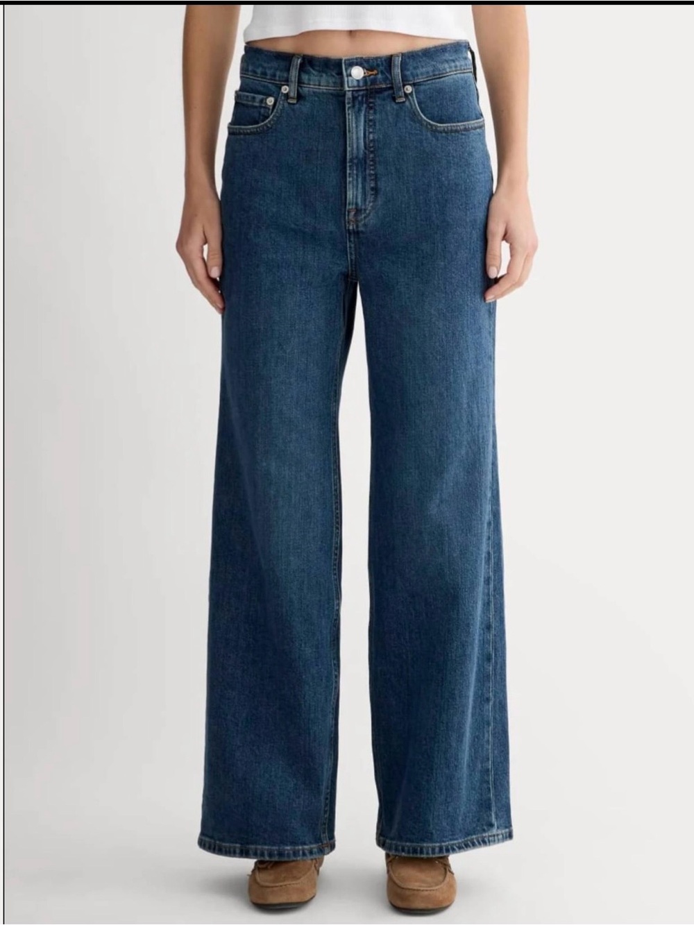 NWT Everlane High-Rise Wide-Leg Jeans in Dark Blue